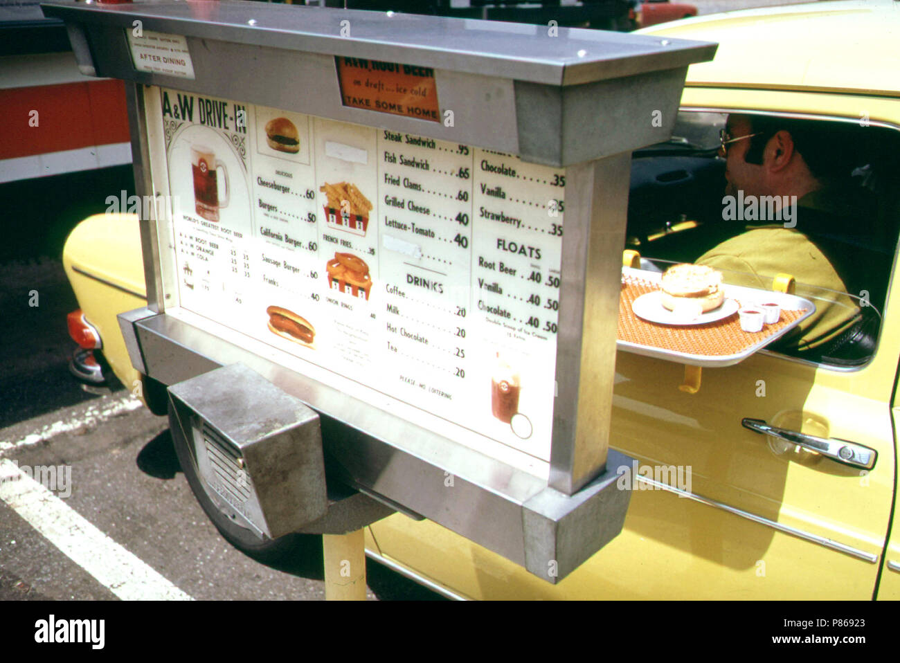 Early 1970s A&W Drive-In Restaurant 06 1973 Stock Photo