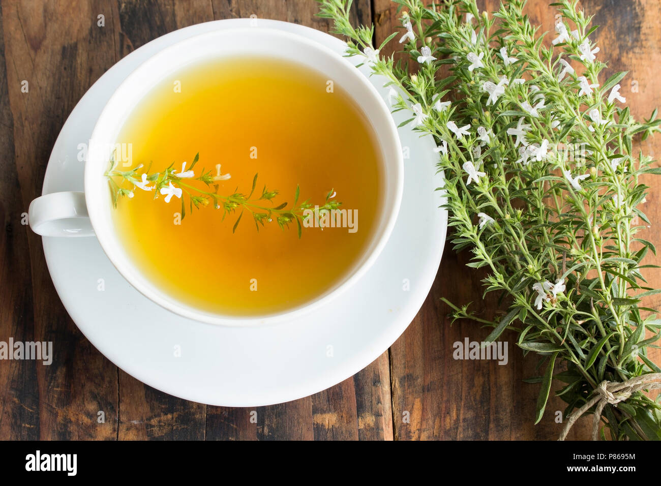 Summer Savory , Satureja Hortensis, Tea. Stock Photo