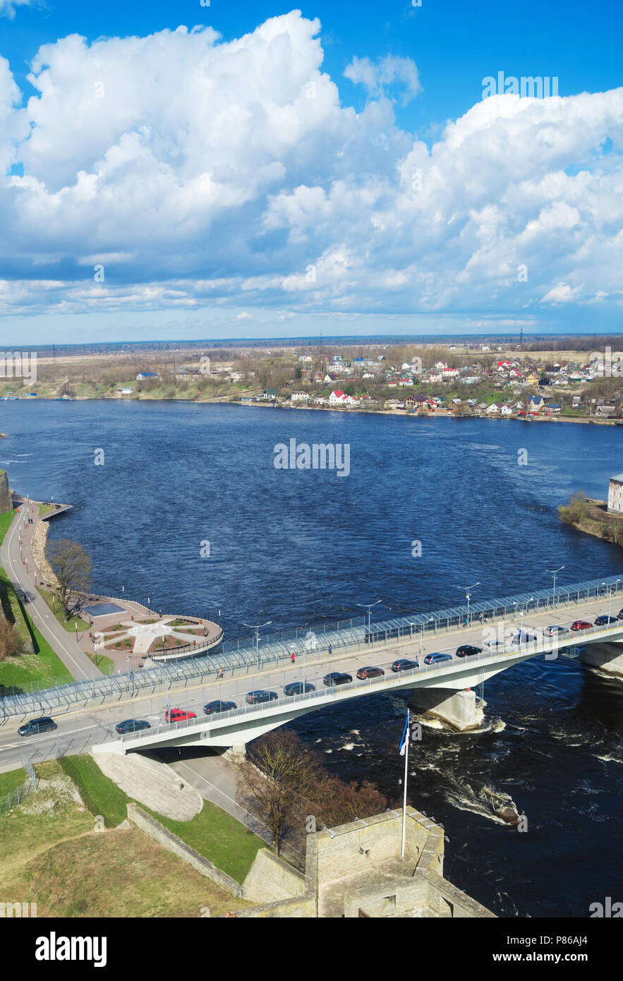 The bridge between Ivangorod and Narva. Border of Estonia and Russia Stock Photo Alamy