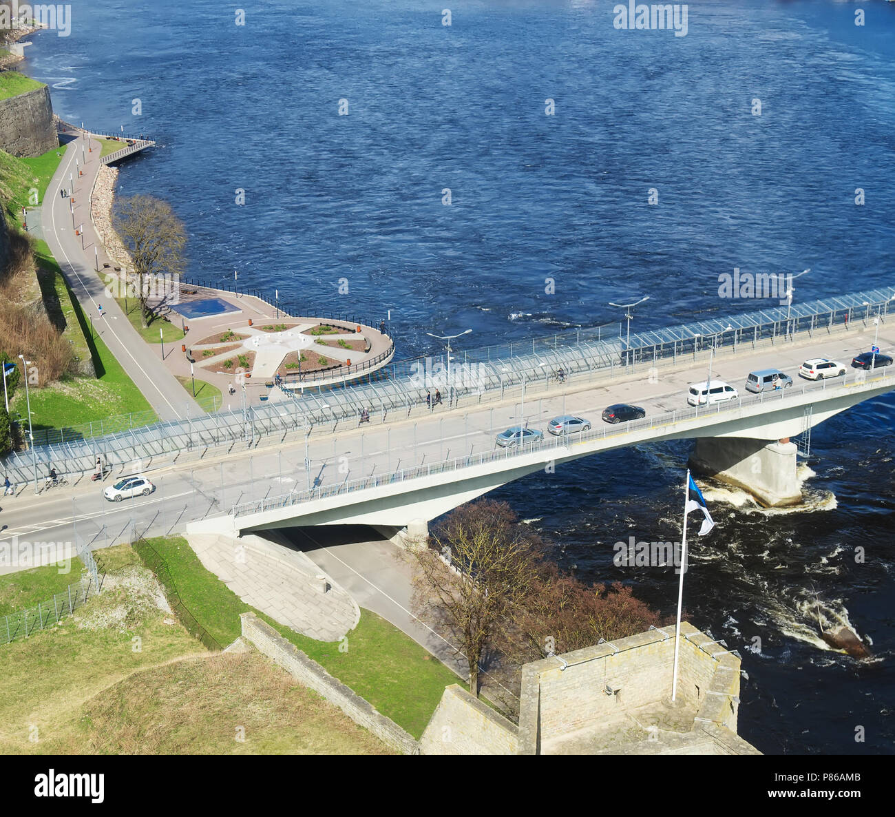 The bridge between Ivangorod and Narva. Border of Estonia and Russia