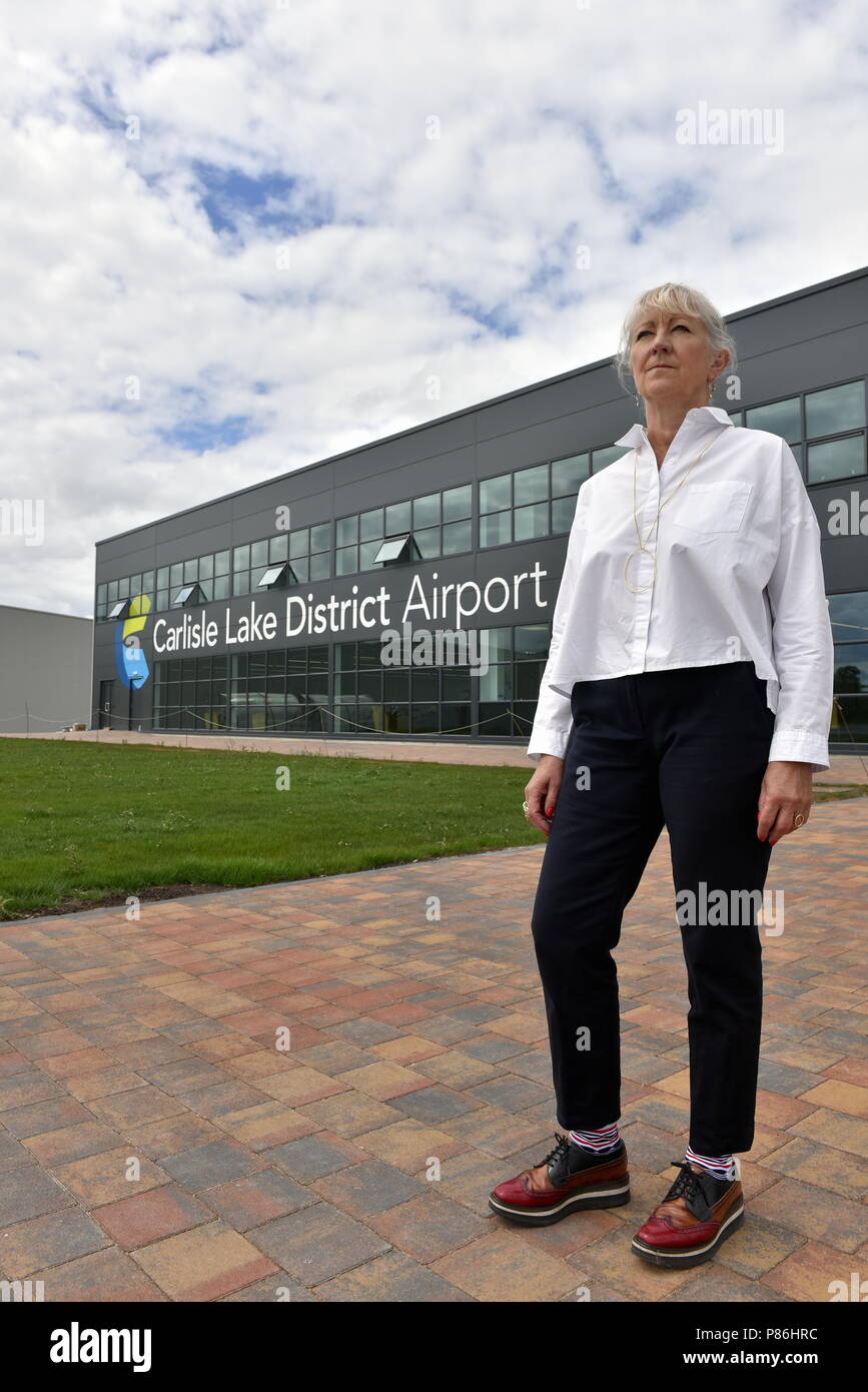 Carlisle, UK. 9th July 2018. Kate Willard Head of Corporate Projects with Stobart Group pictured at Carlisle Lake District Airport. Stobart Group have announced a further delay to commercial flights operating from the airport: 9 July 2018 STUART WALKER Credit: STUART WALKER/Alamy Live News Stock Photo