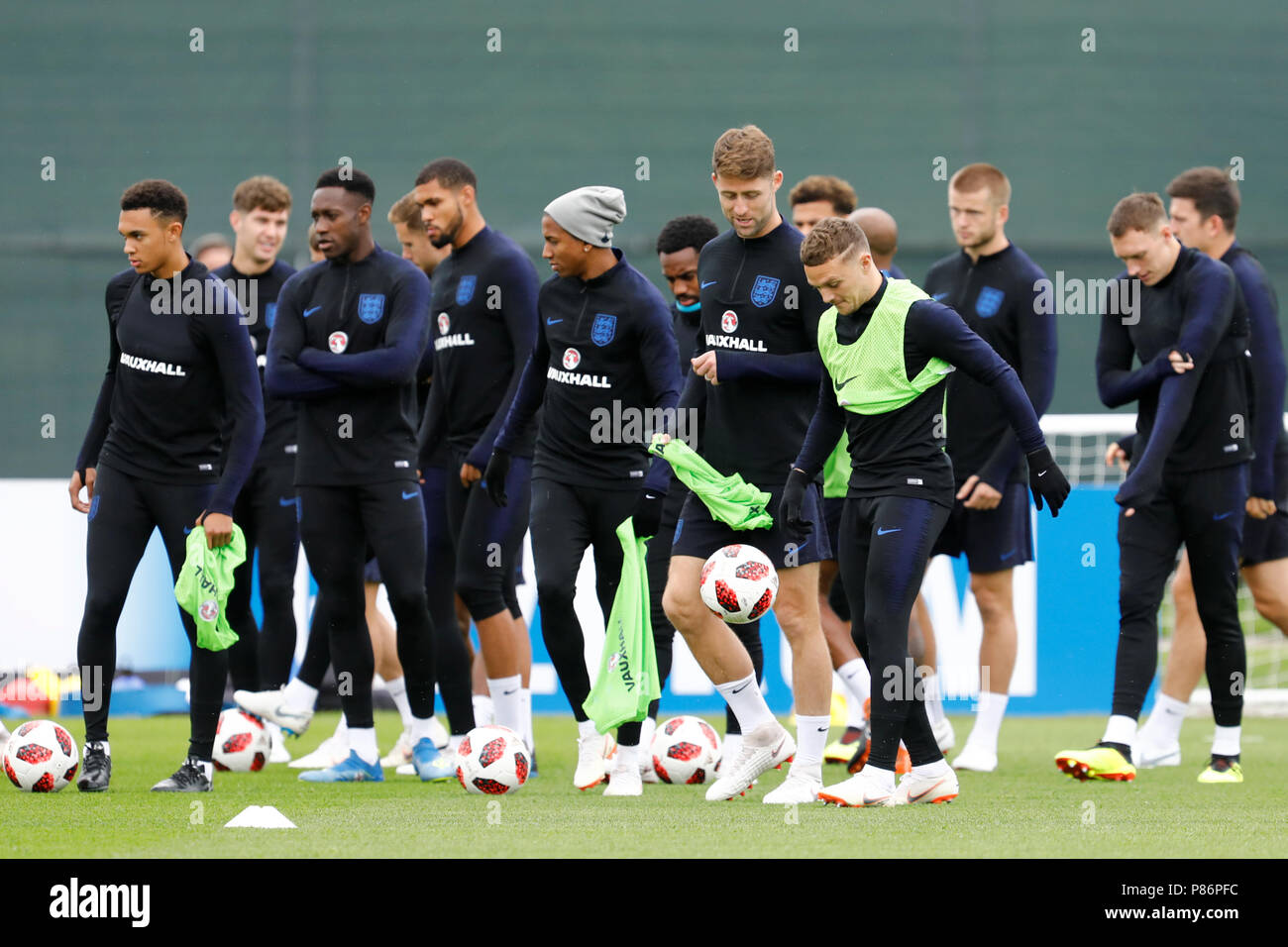 SAINT PETERSBURG, RUSSIA - JULY 10: England players during an Englang national team training session ahead of the 2018 FIFA World Cup Russia Semi Final match against Croatia at Stadium Spartak Zelenogorsk on July 10, 2018 in Saint Petersburg, Russia. (MB Media) Credit: MB Media Solutions/Alamy Live News Stock Photo