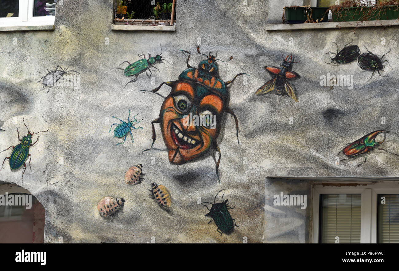 Faction Insect Duesseldorf, Germany. 09th July, 2018. A residential home covered with ...