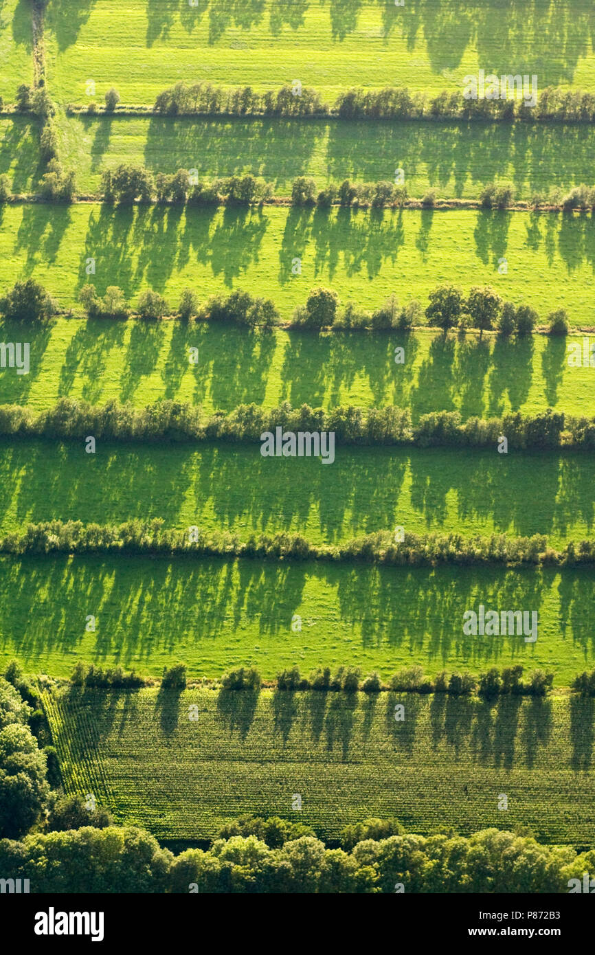 Luchtfoto van boerenland in Friesland; Aerial photo of rural aereas in Friesland Stock Photo
