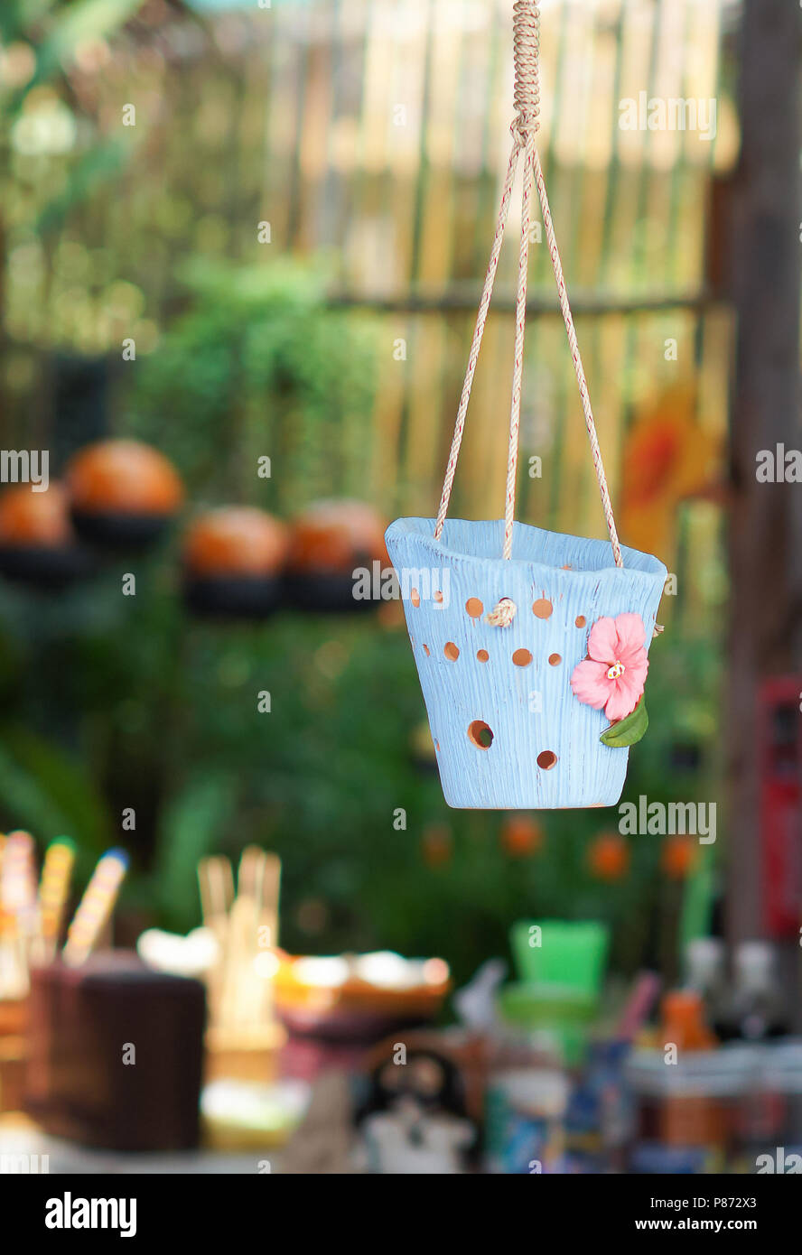 Clay pots hanging Stock Photo Alamy