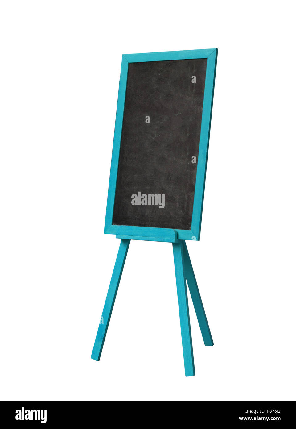 Blackboard in blue wood frame isolated on white, Isolated Blackboard