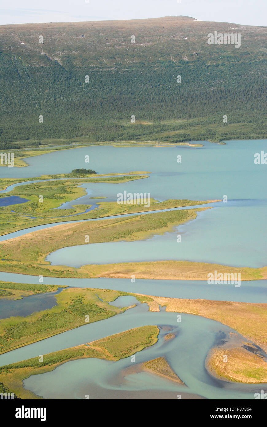 Rapaätno and Laitauredeltat, Lapponia, Northern Sweden. Stock Photo