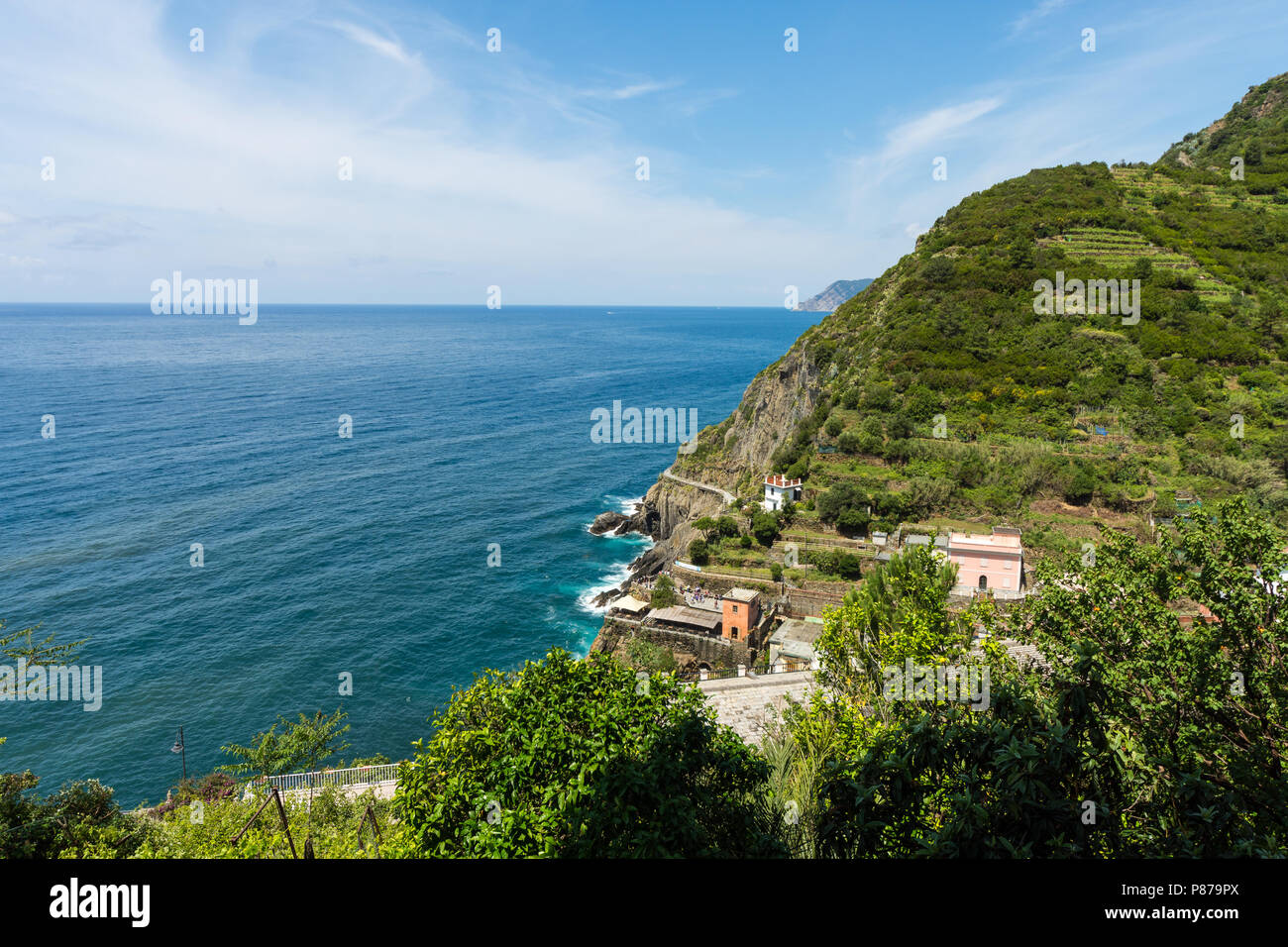 The Cinque Terre National Park is a protected area inducted as Italy's first national park in 1999. Located in the province of La Spezia, Liguria. Stock Photo