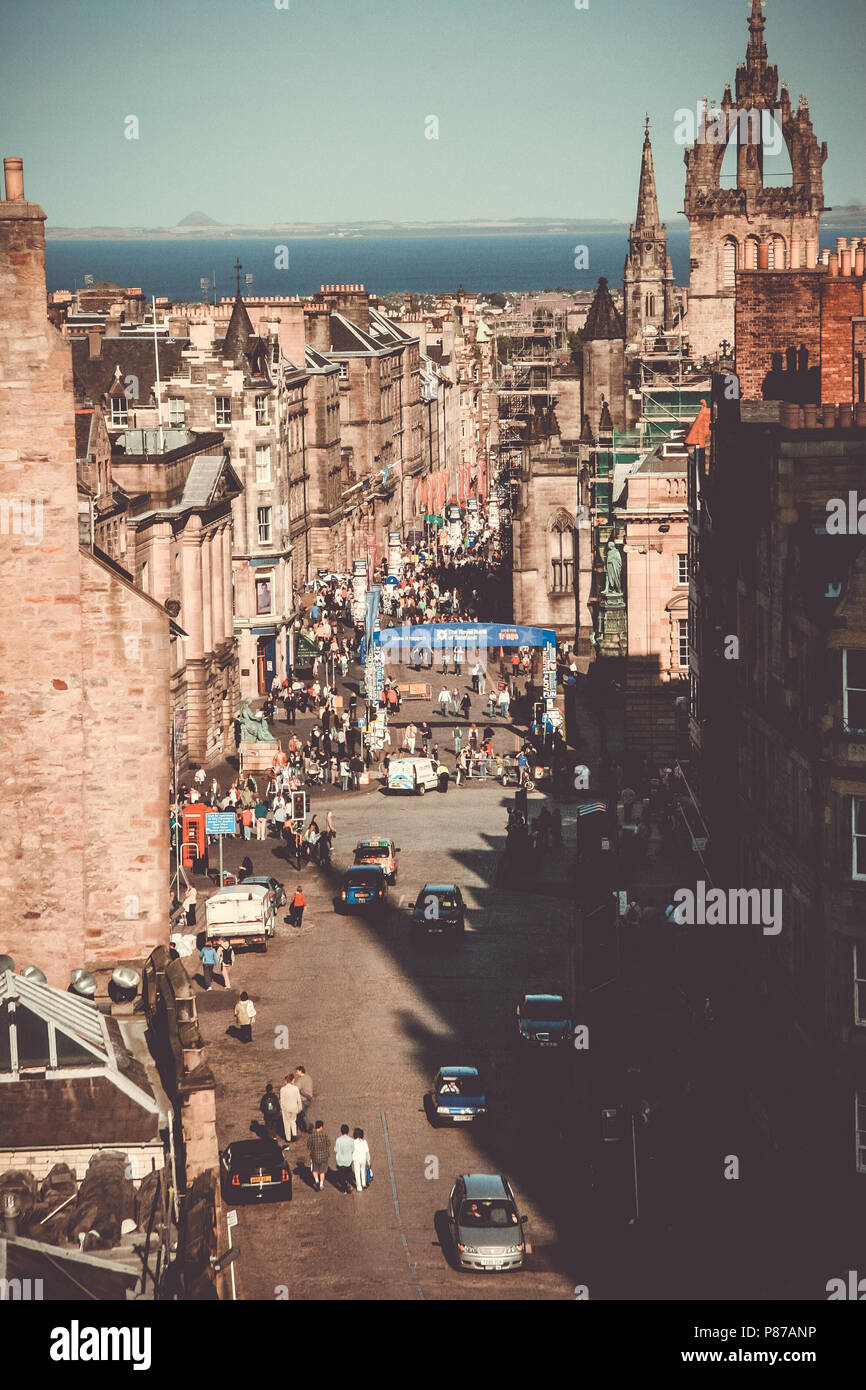 Royal Mile Edinburgh Street View Street View Of The Royal Mile Edinburgh From The Castle In Colour Shot On  35Mm Colour Film Stock Photo - Alamy