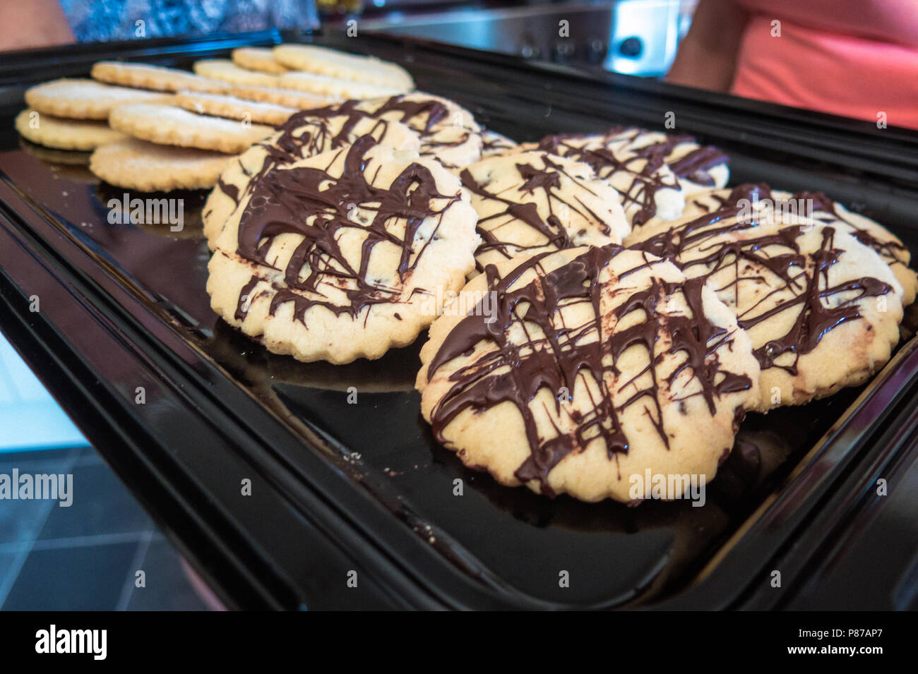 freshly baked tray of shortbread cookies Stock Photo Alamy