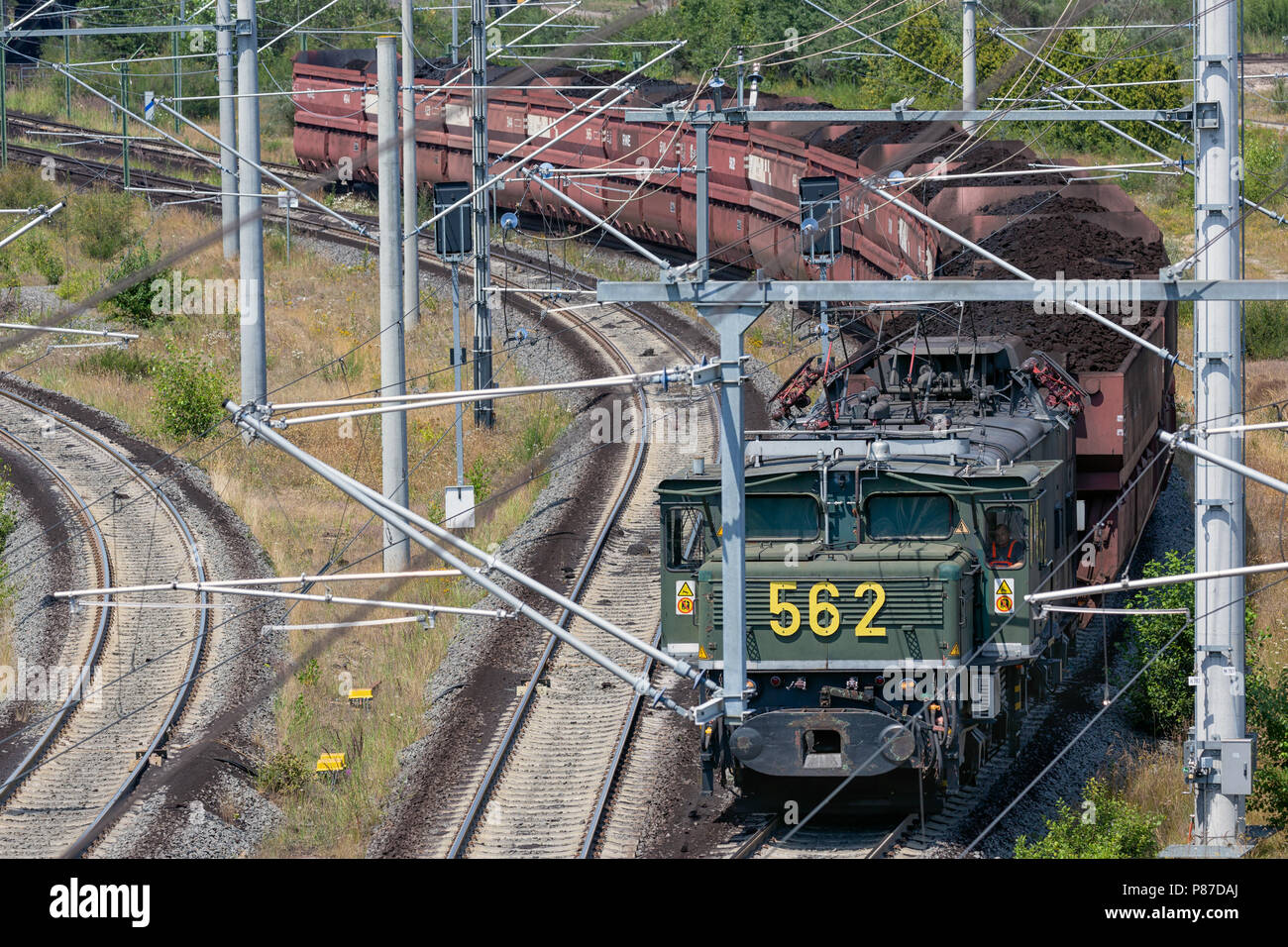 German train transporting brown coals from Hambach mine to power plant  Stock Photo - Alamy