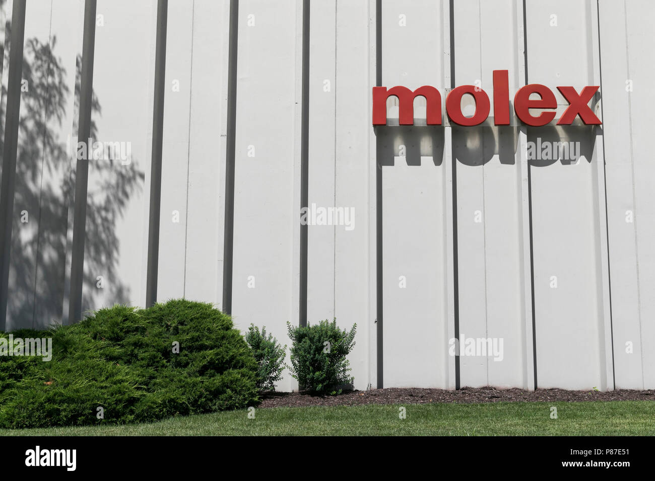 A logo sign outside of a facility occupied by Molex, Inc., in Lincoln