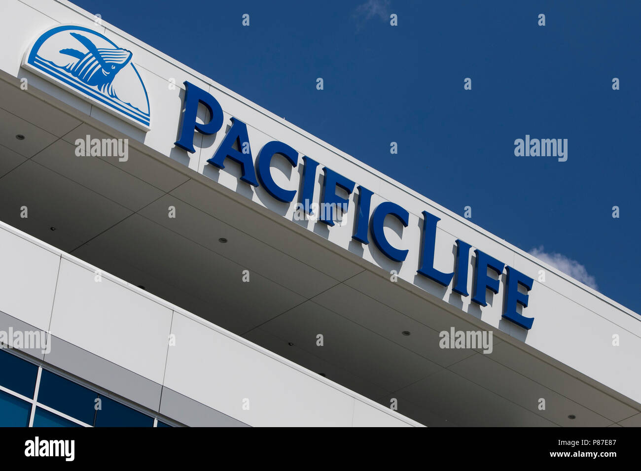 A logo sign outside of a facility occupied by the Pacific Life