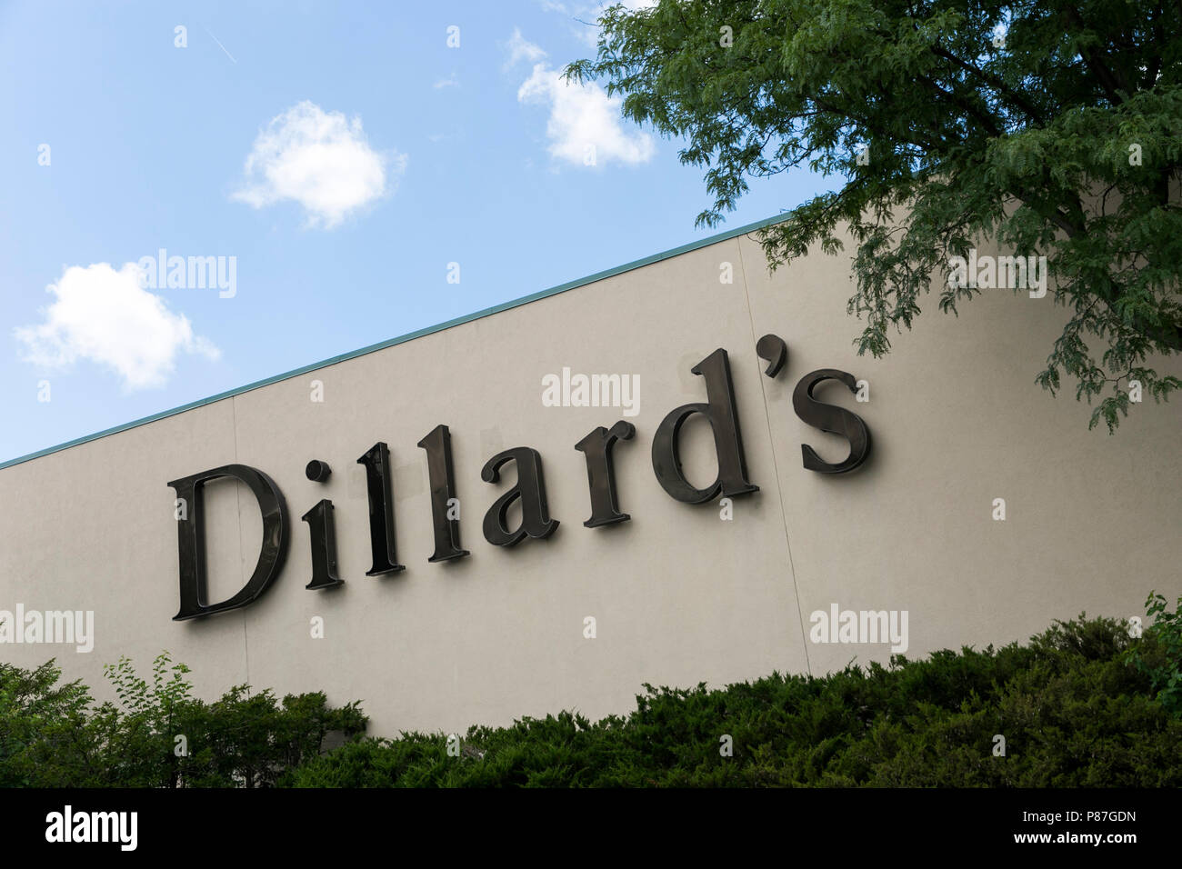 A logo sign outside of a Dillard's retail store location in Omaha, Nebraska on July 1, 2018