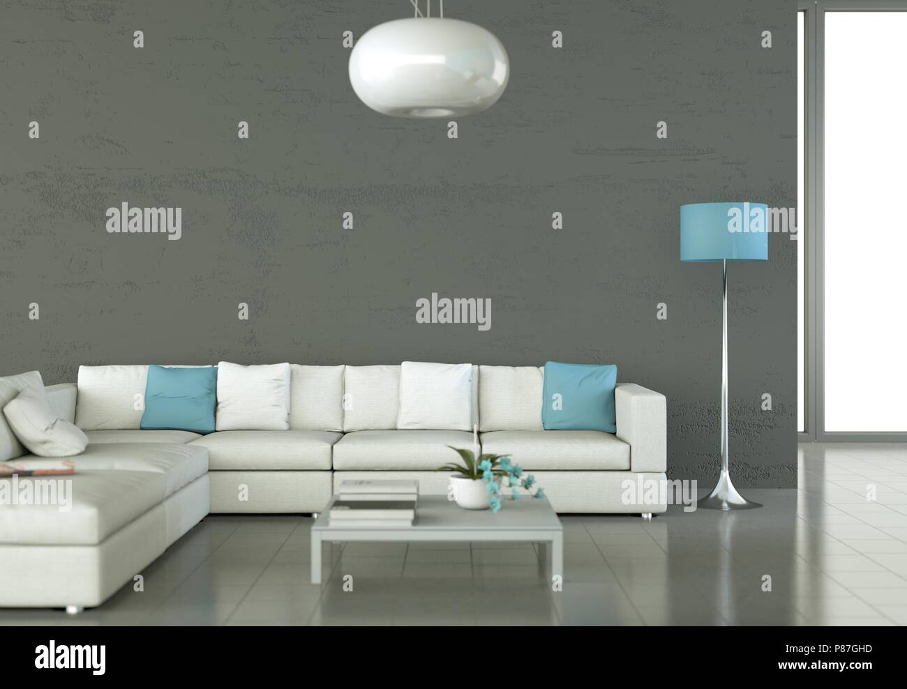 Interior design modern bright room with white sofa Stock Photo Alamy