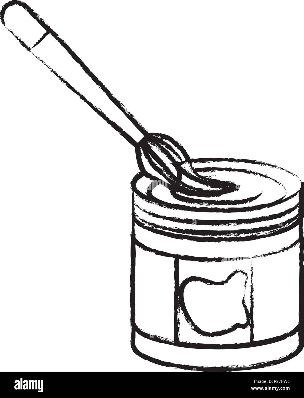 paint jar and brush icon over white background, vector illustration