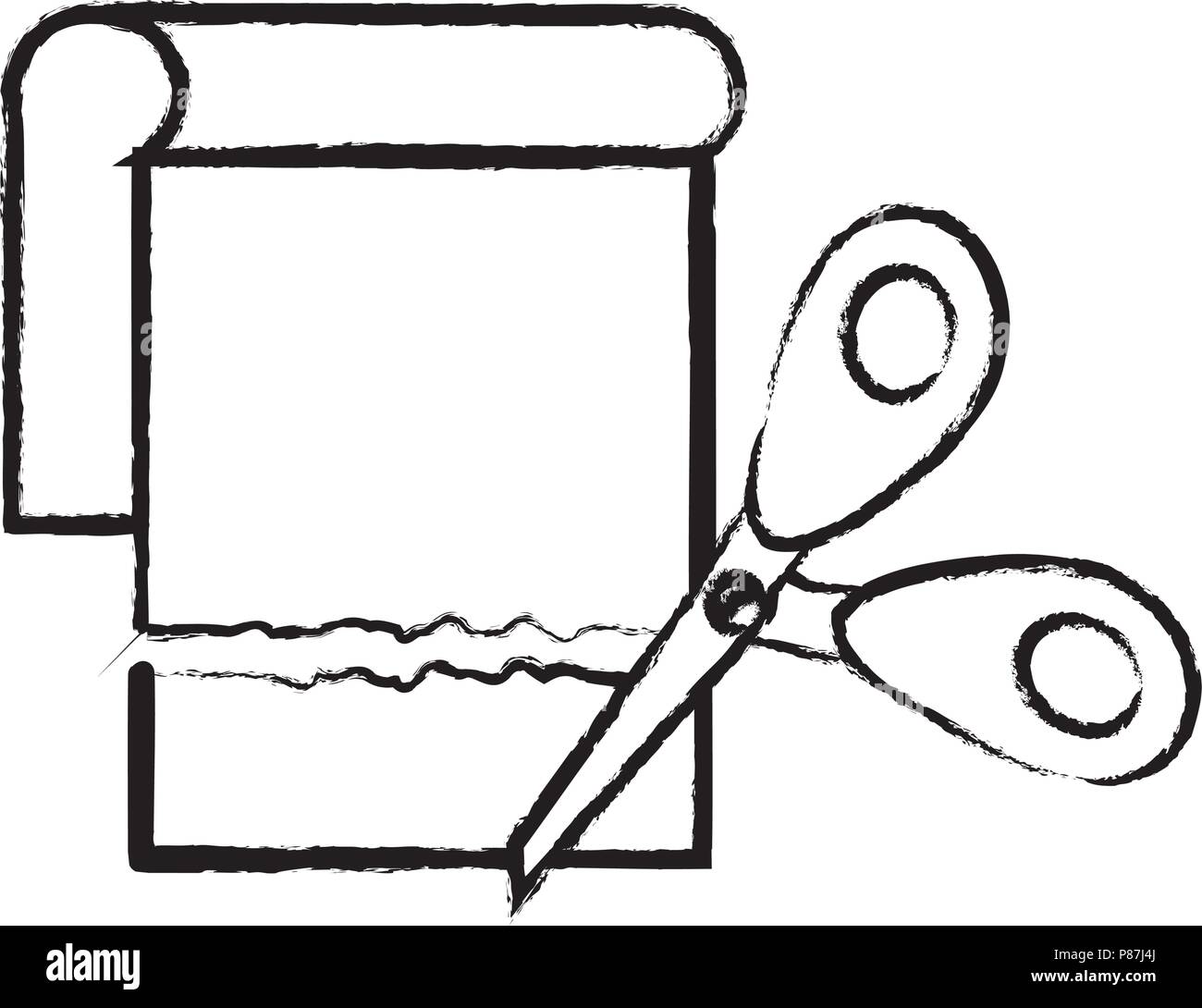 Scissors Cutting Paper icon over white background, vector illustration Stock Vector Image & Art