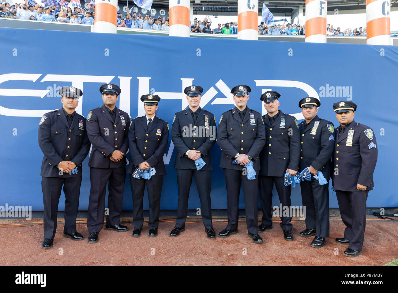 New York, United States. 08th July, 2018. New York Police officers attend MLS regular game between NYCFC & New York Red Bulls at Yankee Stadium Credit: Lev Radin/Pacific Press/Alamy Live News Stock Photo