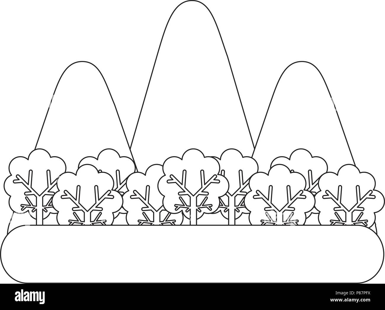 forest and mountains icon over white background, vector illustration ...