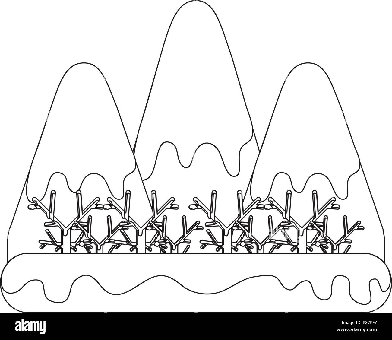 Winter mountains landscape icon over white background, vector ...