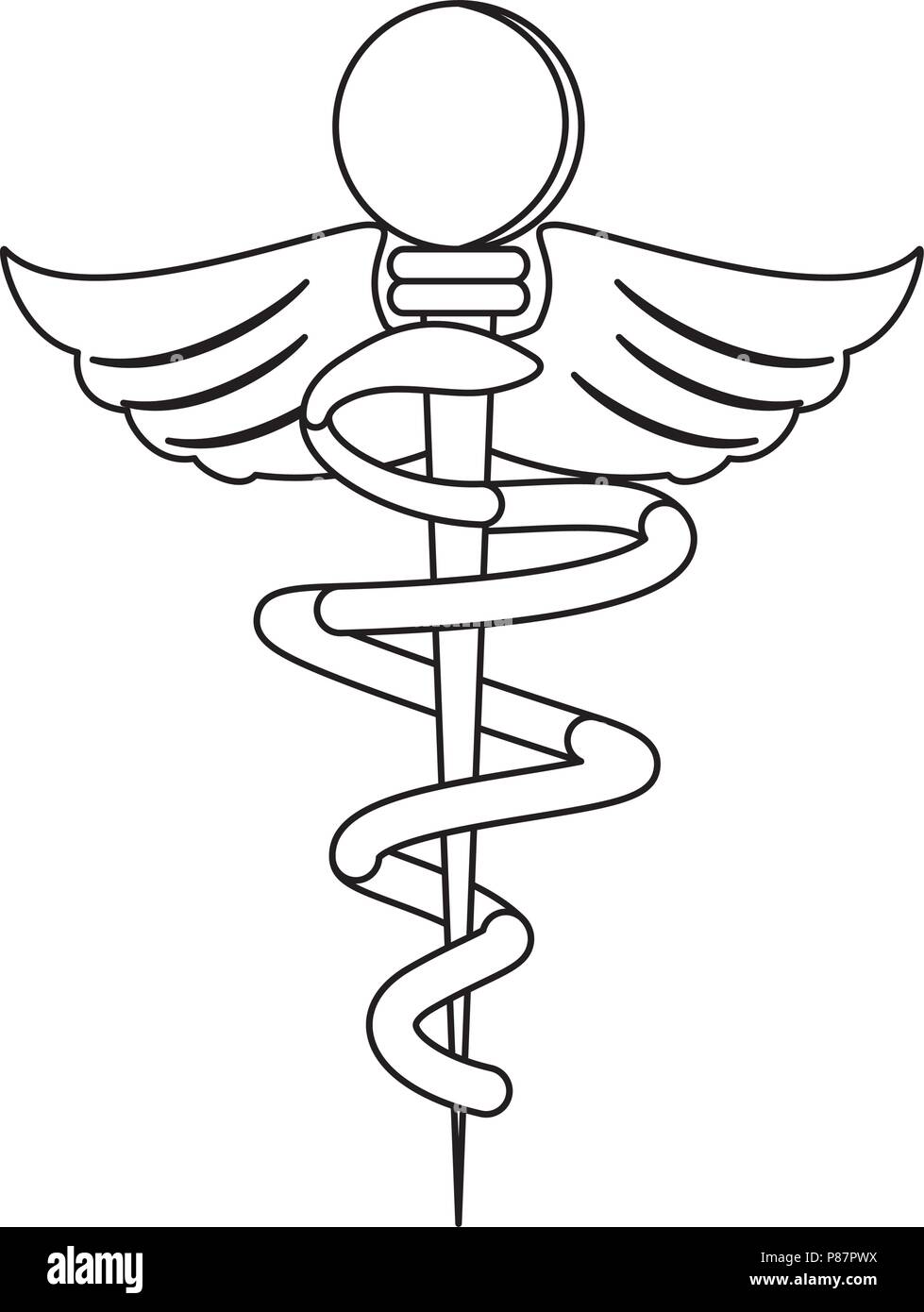 Caduceus medical symbol icon over white background, vector illustration ...