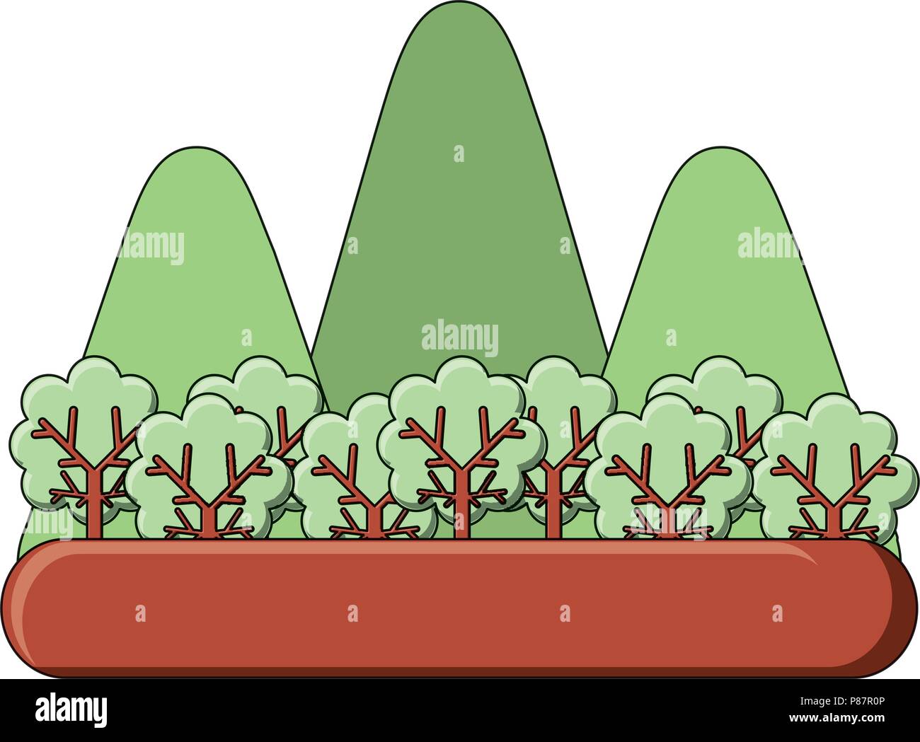 forest and mountains icon over white background, vector illustration ...