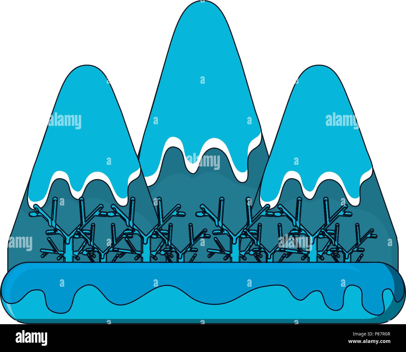 Winter mountains landscape icon over white background, vector ...