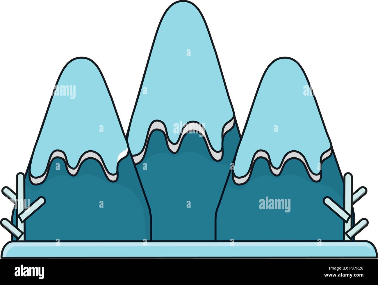 Winter mountains landscape icon over white background, vector ...