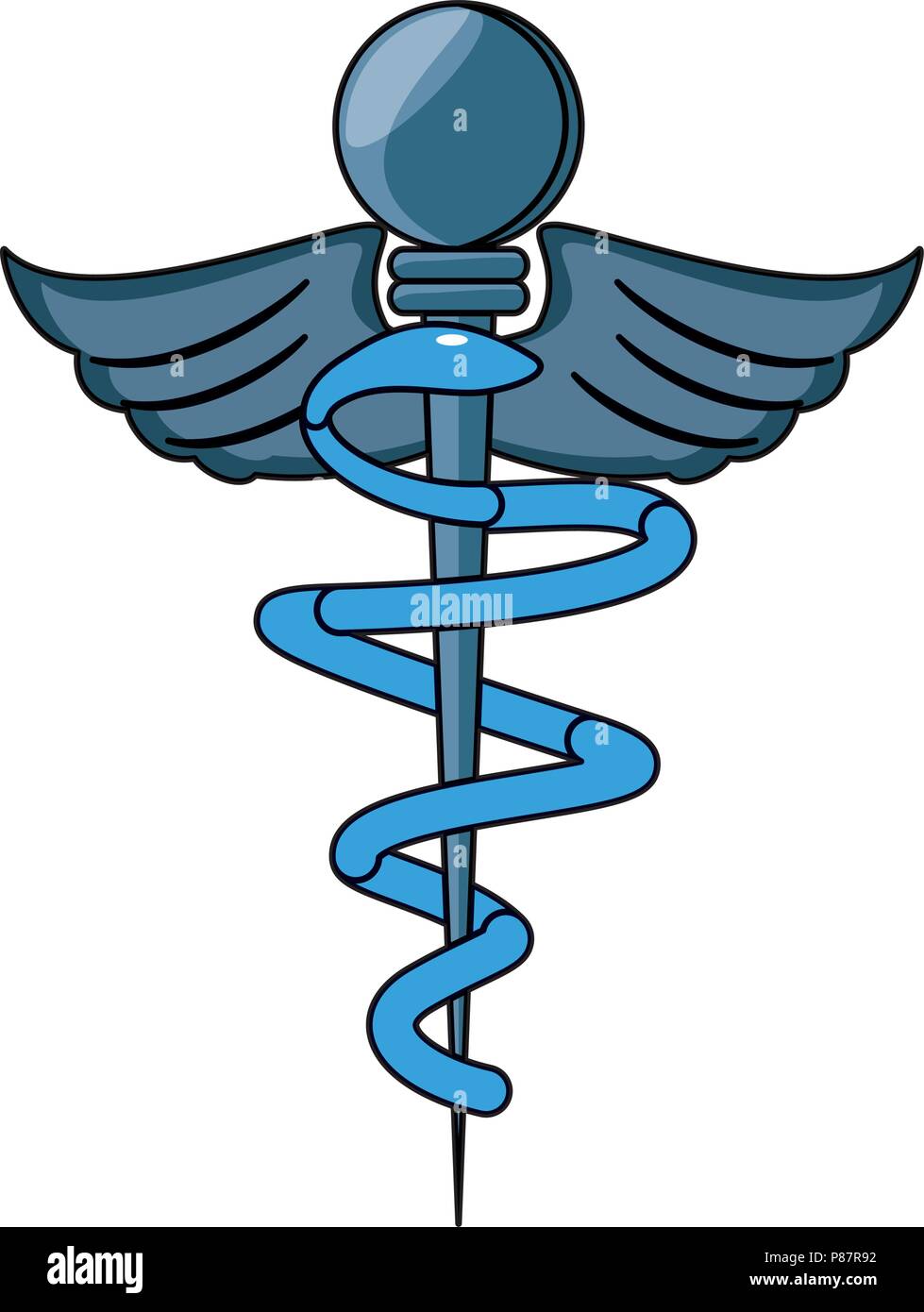 Caduceus medical symbol icon over white background, vector illustration ...