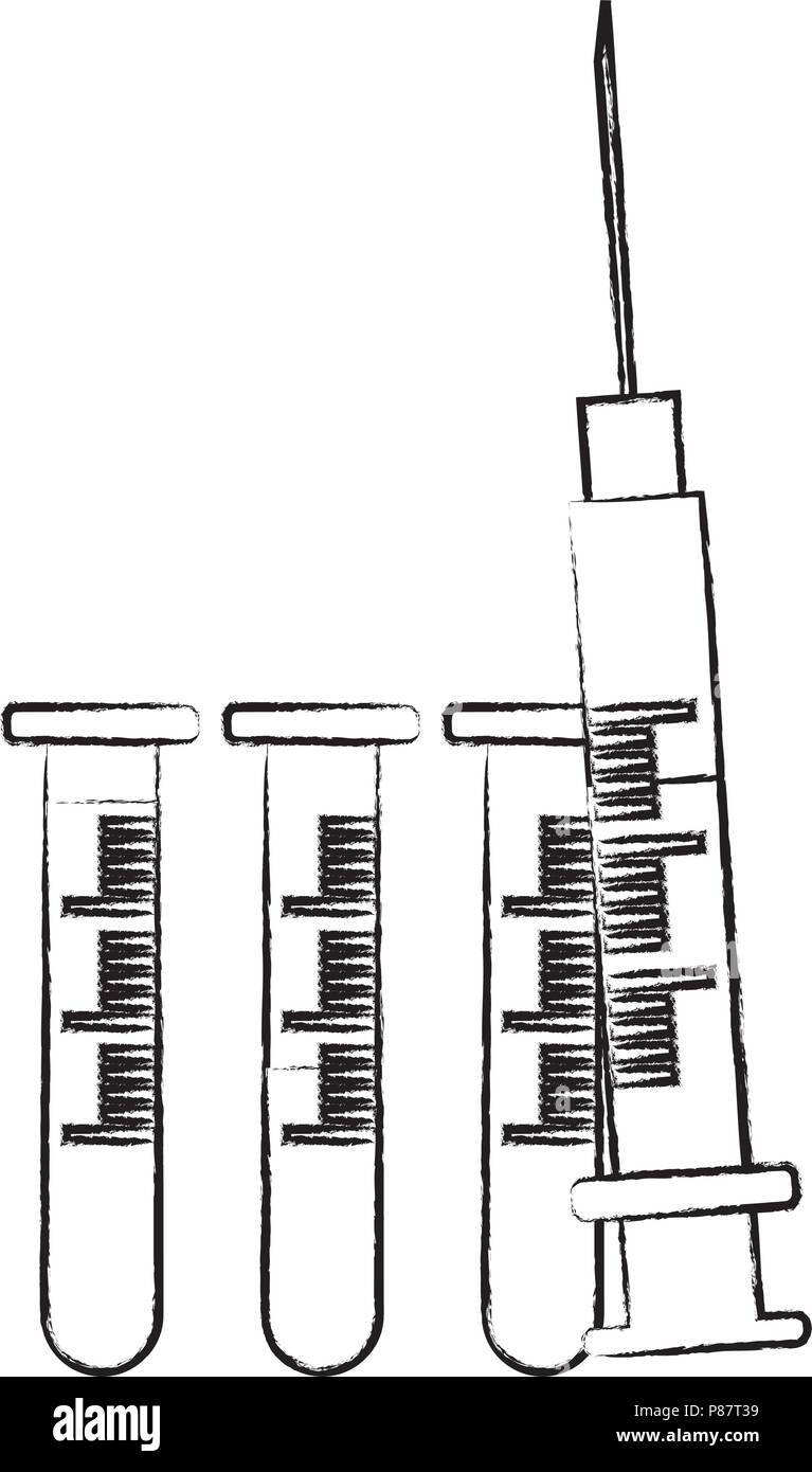 syringe and test tubes over white background, vector illustration Stock ...