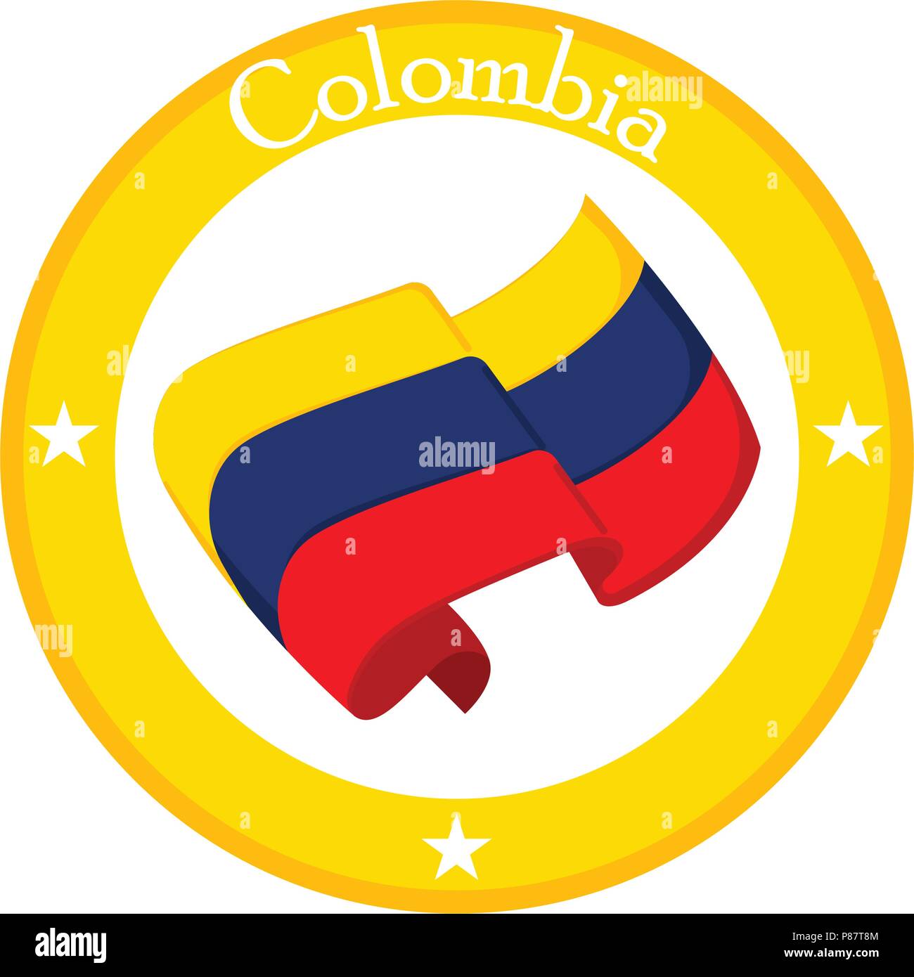 Flag of Colombia on a label. Vector illustration design Stock Vector