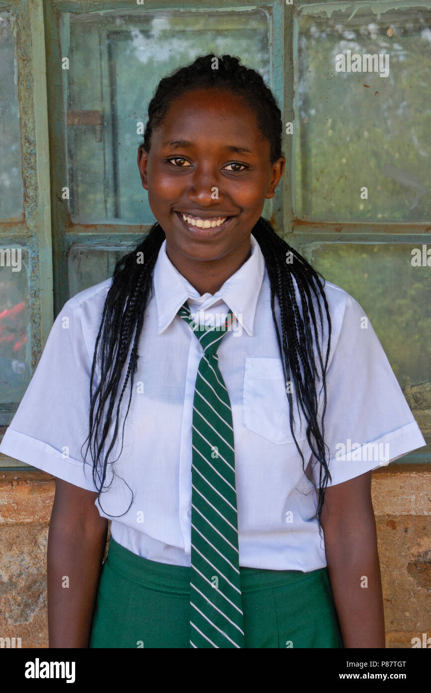 Portrait of teenage girl in secondary school (high school) uniform, Kenya  Stock Photo - Alamy