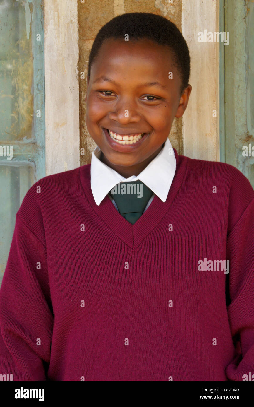Portrait of teenage girl in secondary school (high school) uniform, Kenya Stock Photo