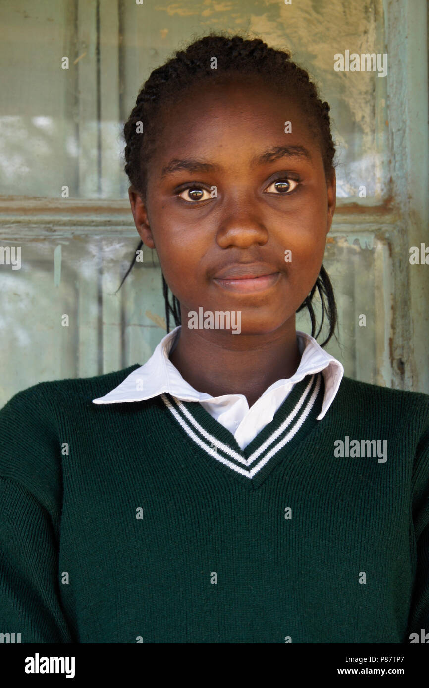 Portrait of teenage girl in secondary school (high school) uniform, Kenya Stock Photo