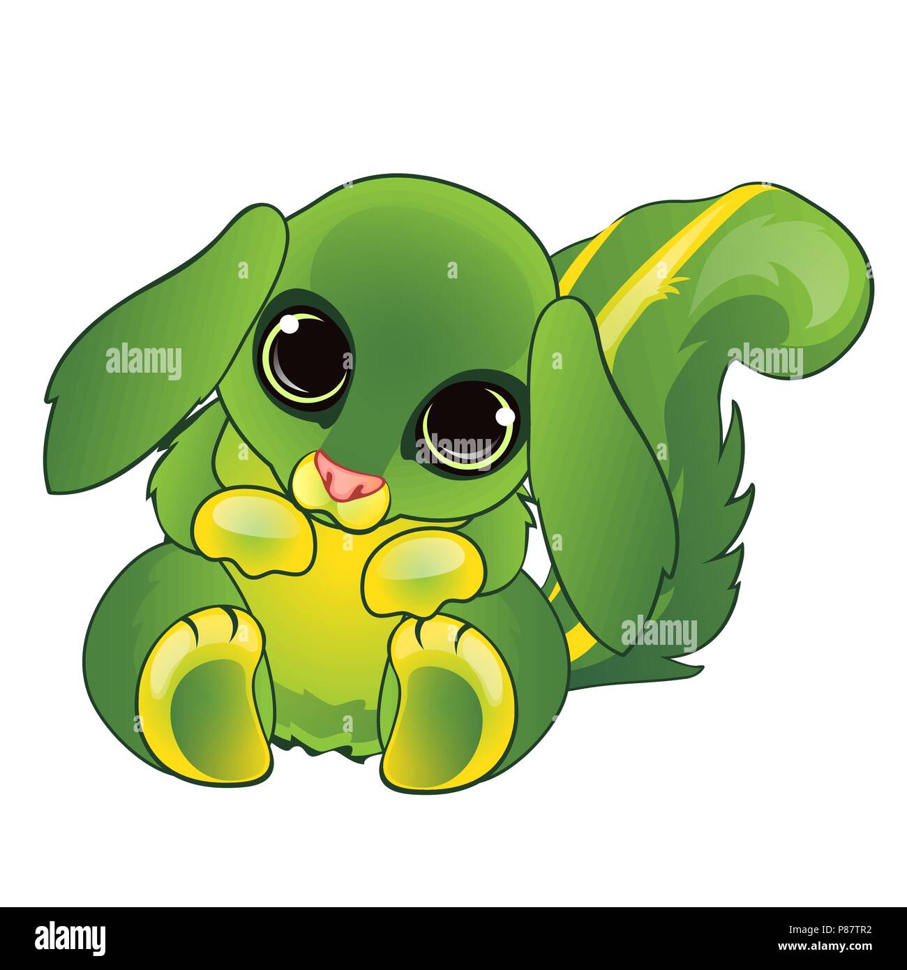 Cute animated cartoon animal green color isolated on white background.  Vector cartoon close-up illustration Stock Vector Image & Art - Alamy