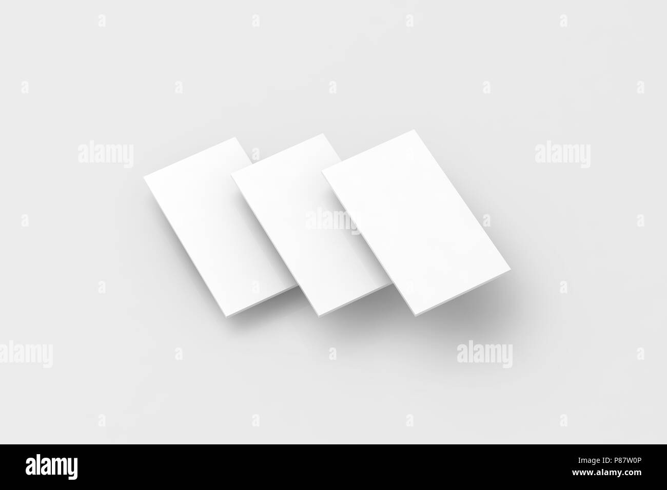 Blank white rectangles for phone screen web site design mockup, clipping path, 3d rendering. Smartphone app interface mock up. Website ui template bro Stock Photo