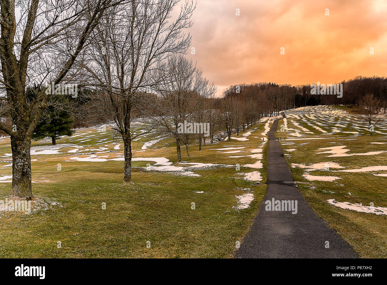 Roscoe Conkling Park is the biggest golf course in the city of Utica, NY, located in between Utica Zoo from the west and Utica Water Reservoir from th Stock Photo