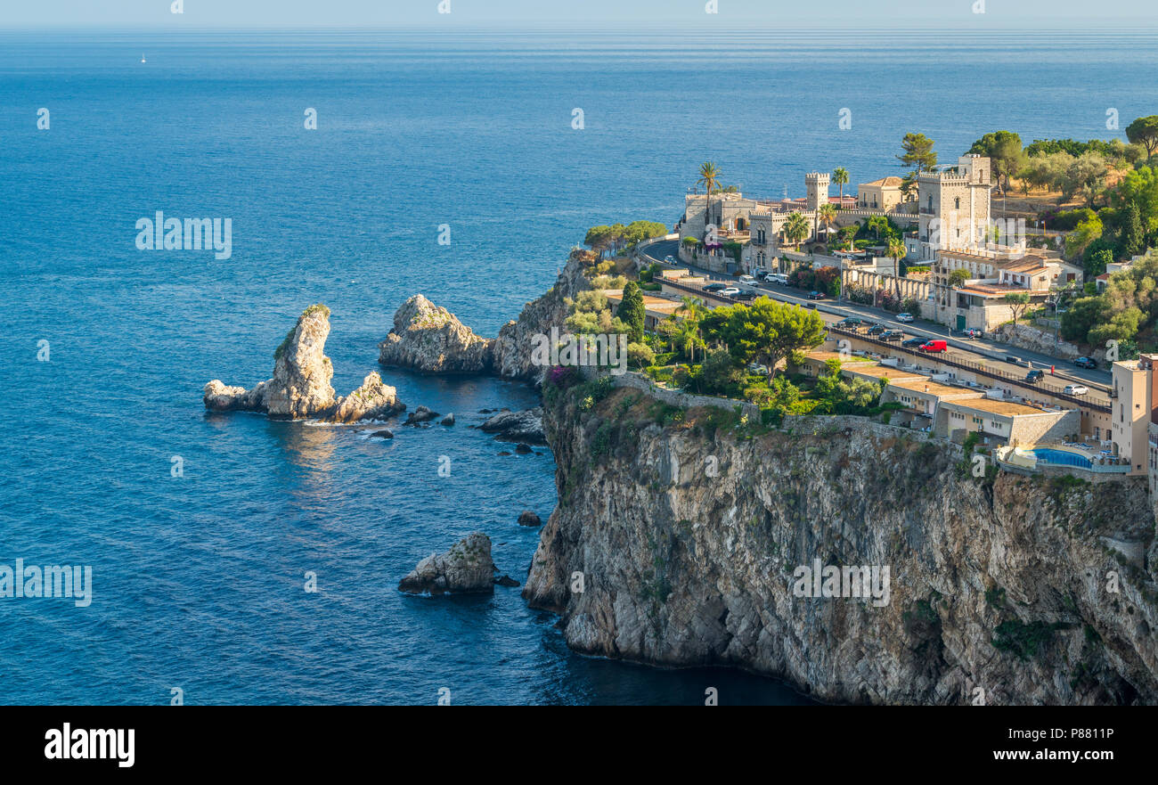 Scenic view of Taormina coastline, province of Messina, Sicily, southern Italy Stock Photo Alamy