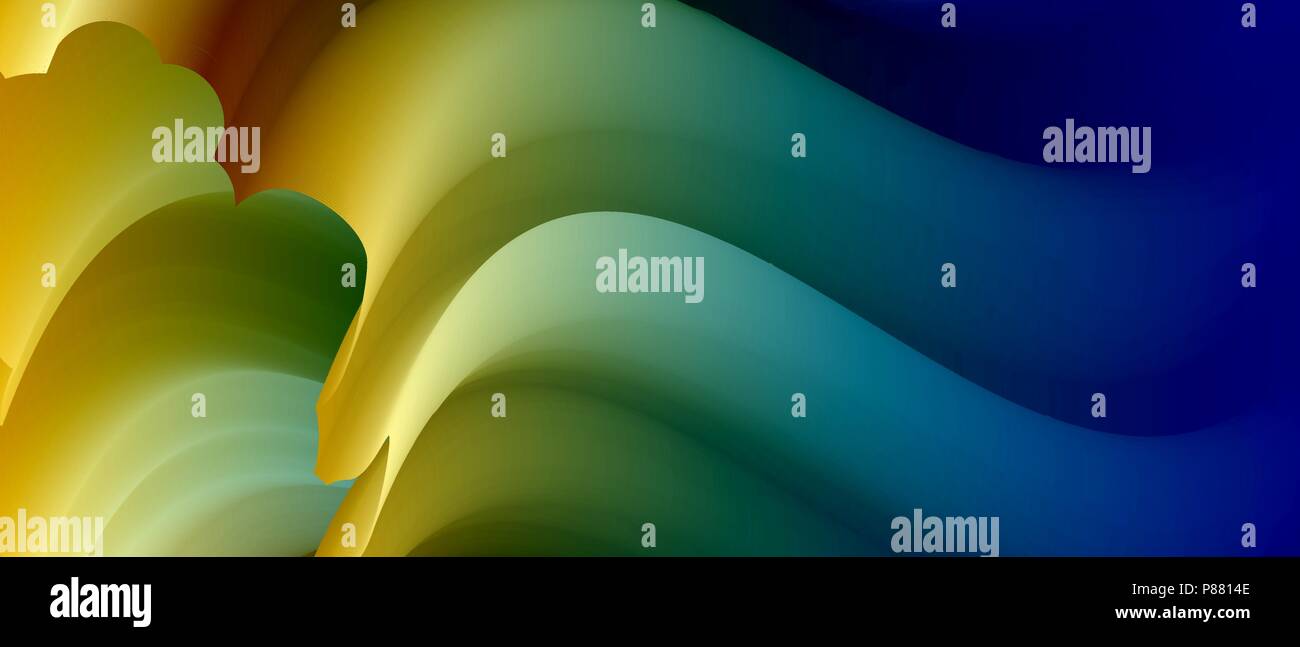 vector illustration, abstract waves, yellow and blue gradient Stock ...