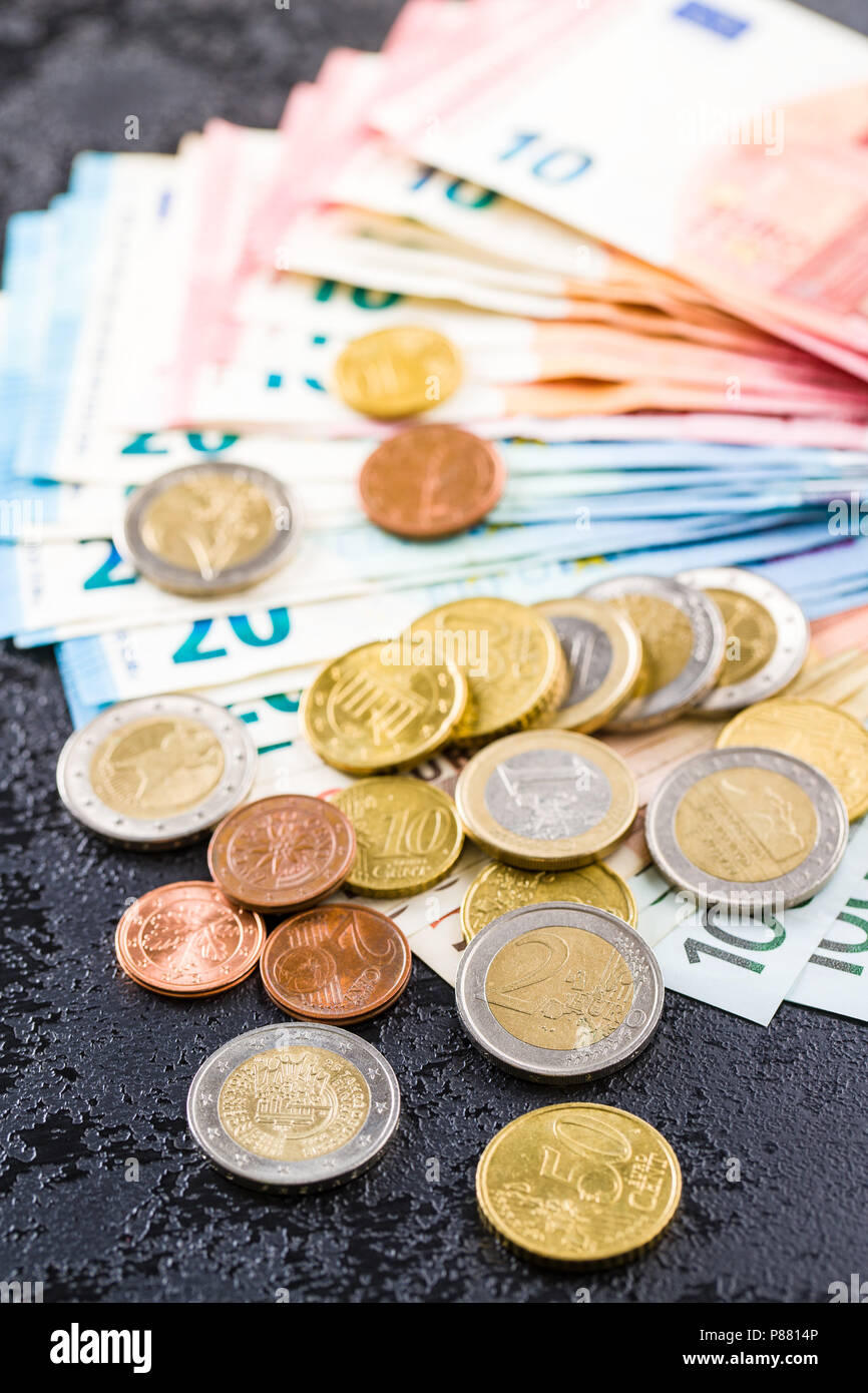 The euro money. Coins and paper banknotes Stock Photo - Alamy