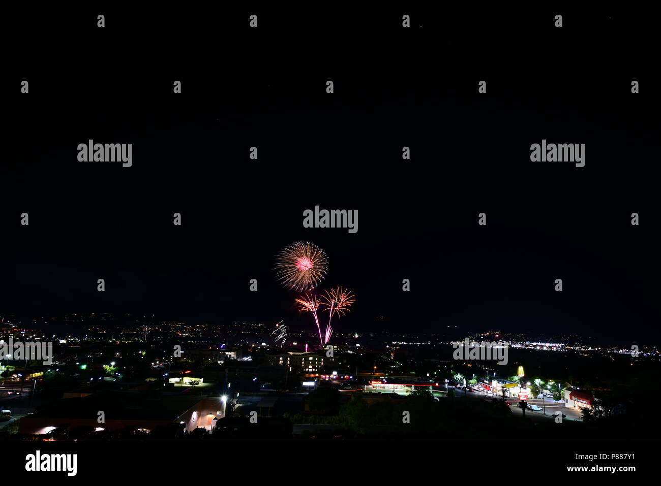 Independence Day Fireworks, July 4th, 2018, St. Utah, USA Stock