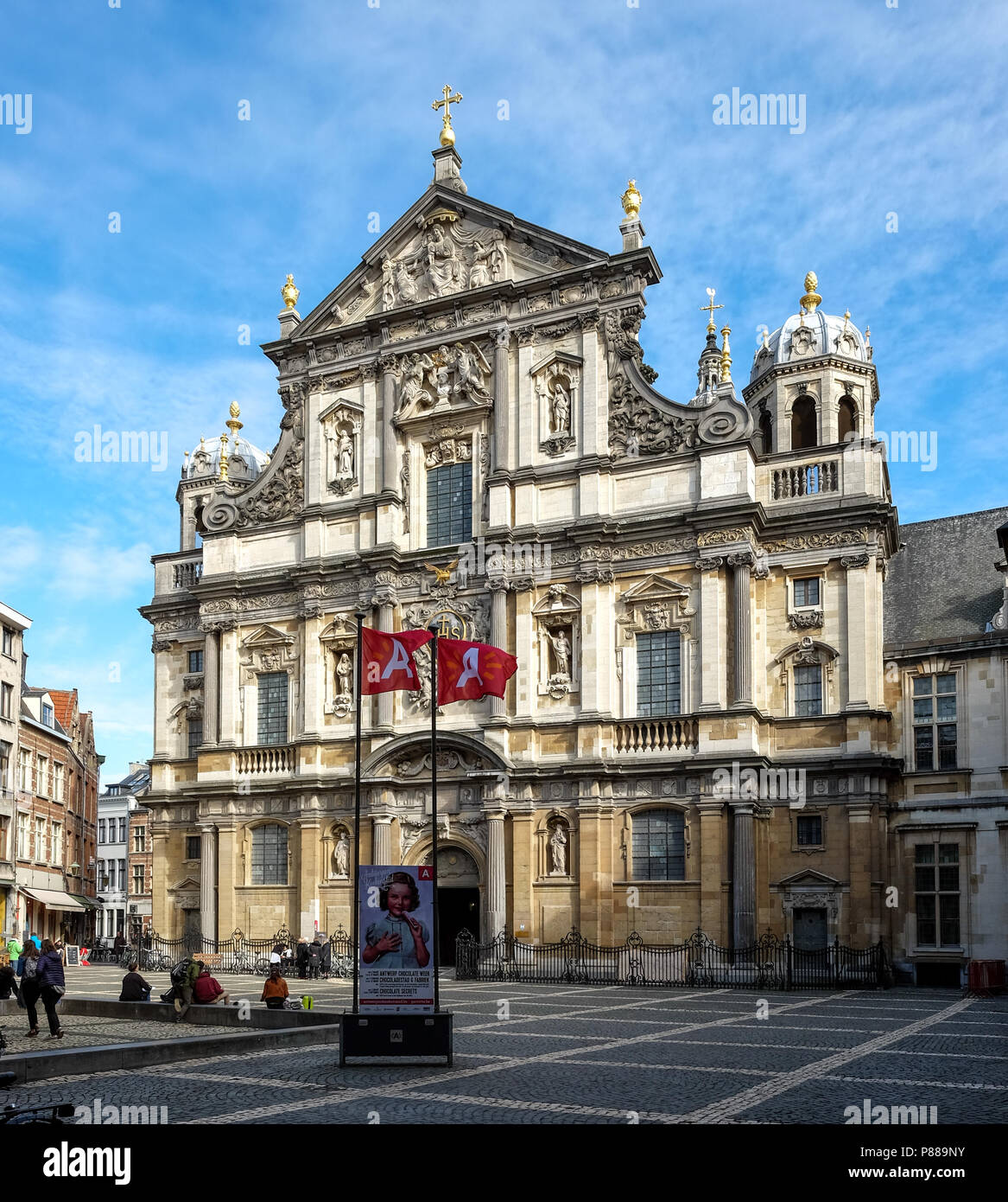 Outside view of the historic church of Saint Carolus Borromeus, Friday 10 March 2017, Antwerp, Belgium. Stock Photo
