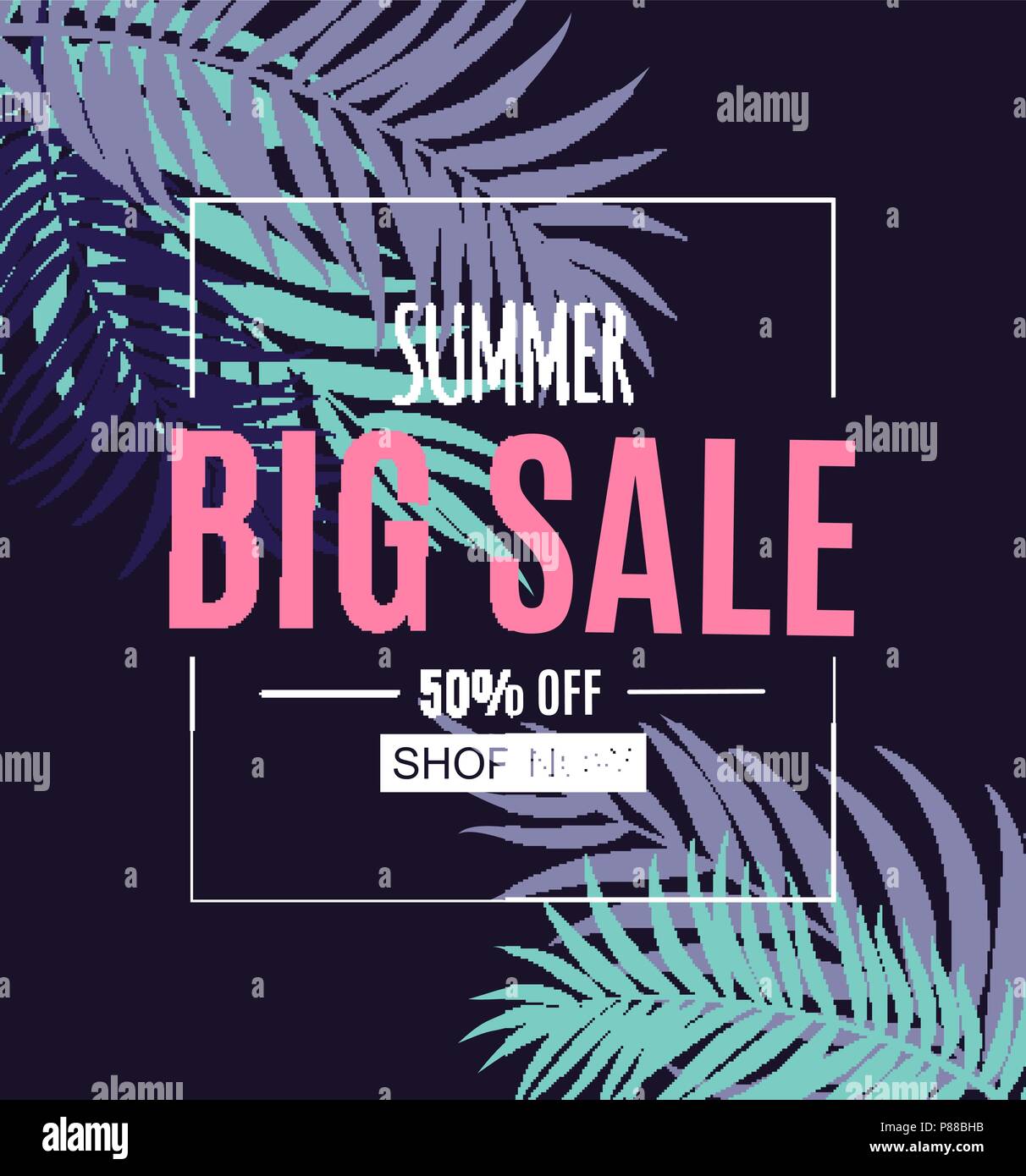 Abstract Summer Sale Background with Palm Leaves. Vector Illustration ...