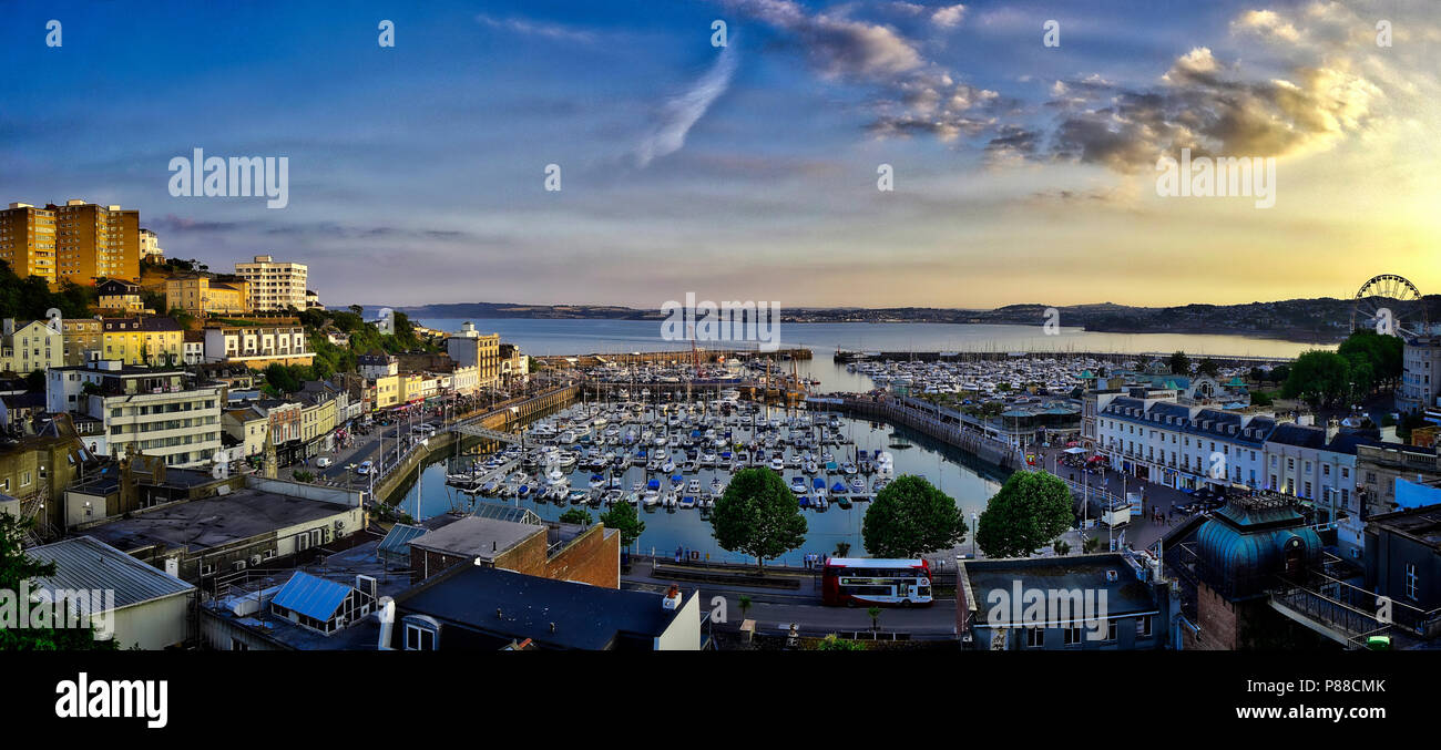 GB - DEVON: Panoramic view of Torquay Harbour at sunset (HDR Image) Stock Photo