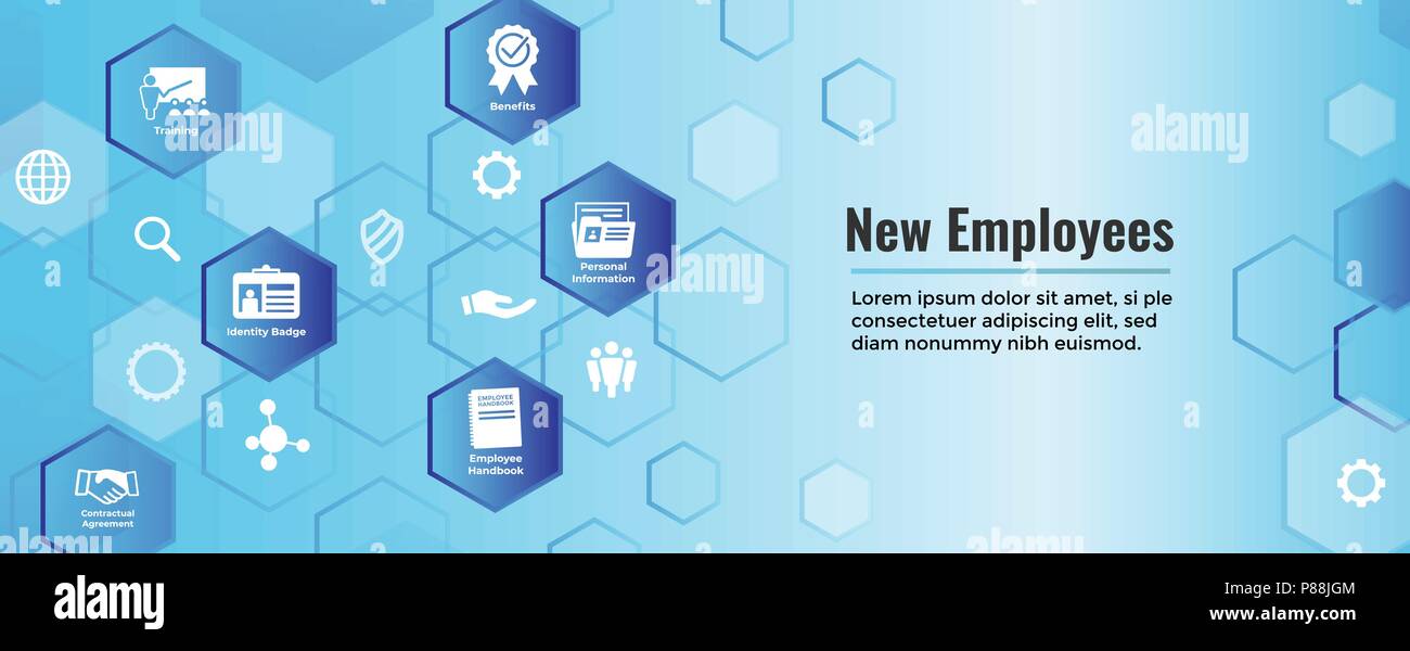 New Employee Hiring Process Icon Set Web Header Banner W