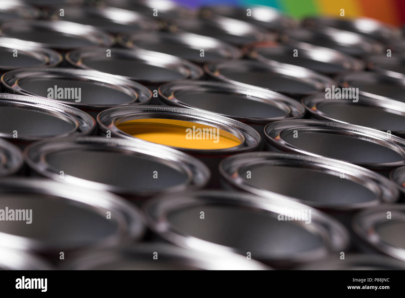Tin metal cans, Painting background Stock Photo Alamy