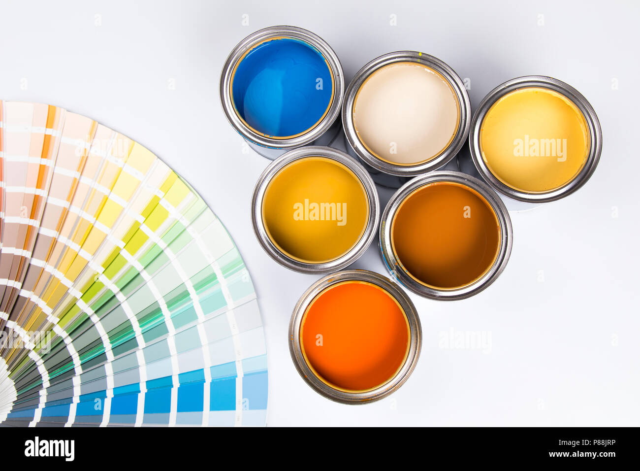 Paint cans color palette Stock Photo - Alamy