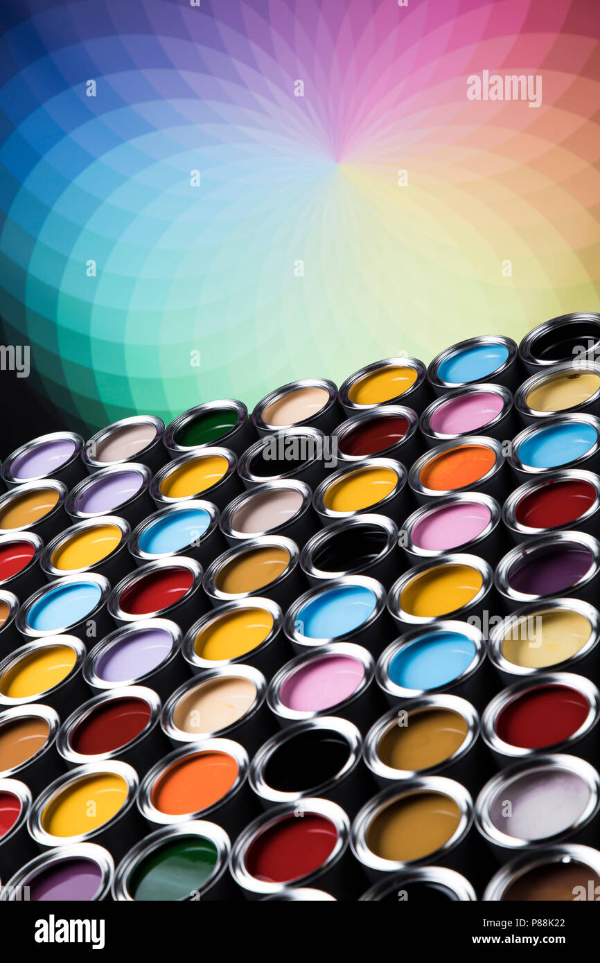 Color palette, can background Stock Photo - Alamy
