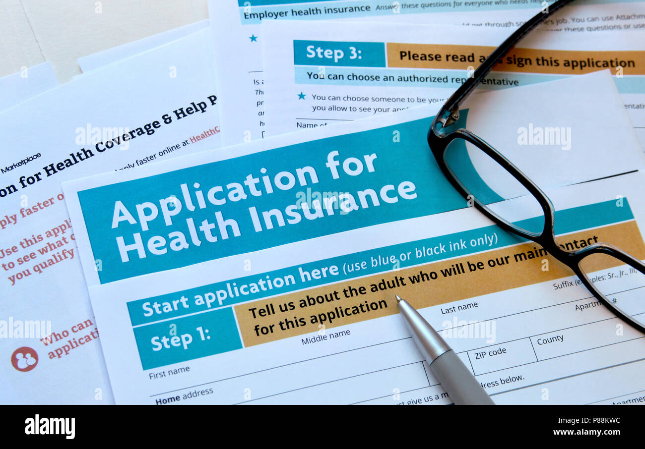Application for health insurance Stock Photo
