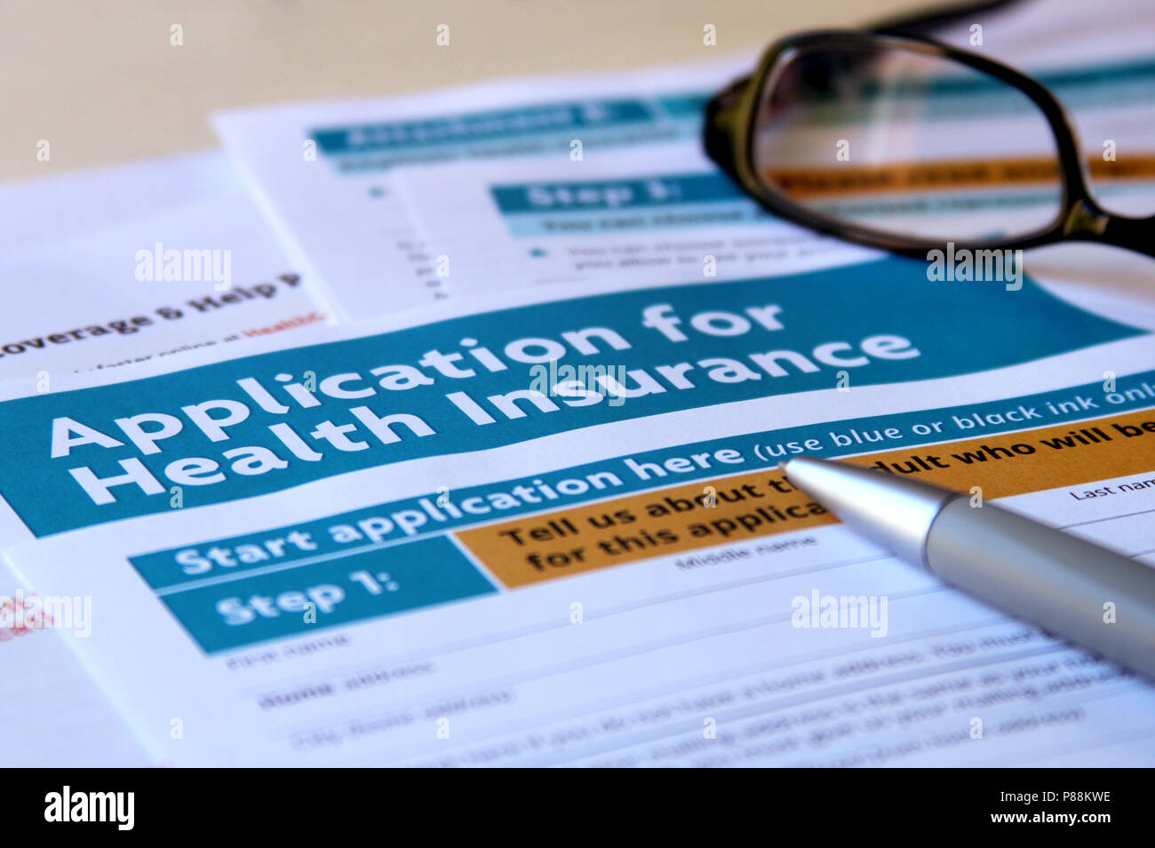 Application for health insurance Stock Photo Alamy